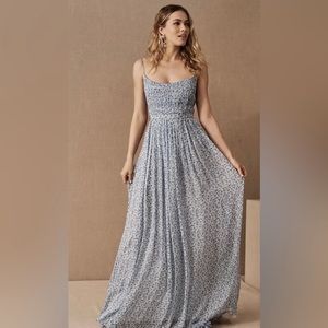 BHLDN Anthropologie Sachin & Babi Rose Blue Maxi Floral Dress Size 10
